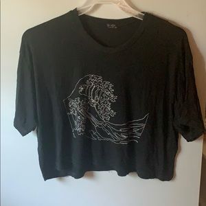 Brandy Melville flowy black wave shirt